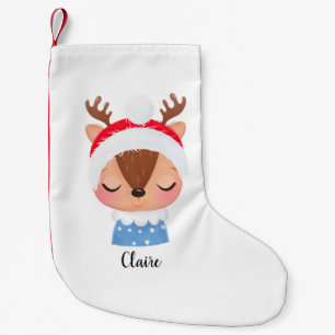 Personalize Christmas Sleeping Reindeer Face Small Christmas Stocking