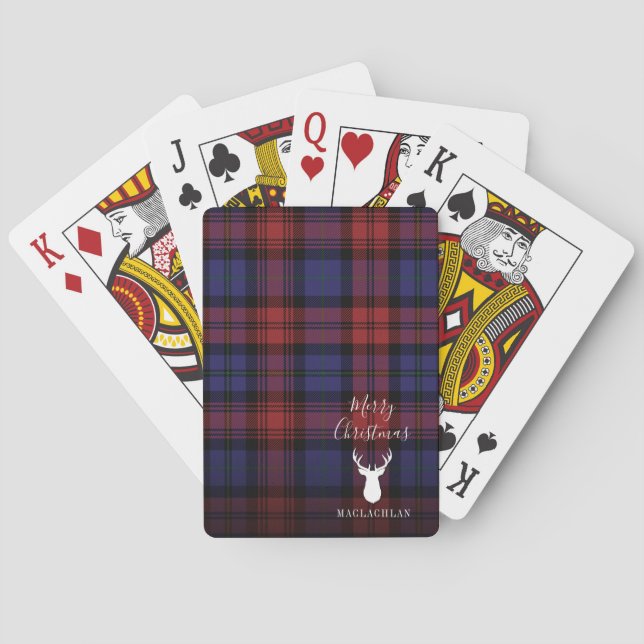 Personalize Christmas Tartan Clan MacLachlan Plaid Playing Cards (Back)