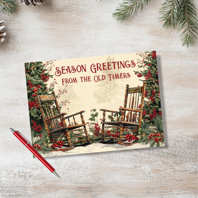 Personalize Christmas Winter Rocking Chair Card (Creator Uploaded)