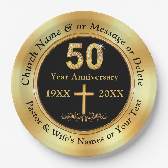 Personalize, Church 50th Anniversary, Paper Plates (Front)