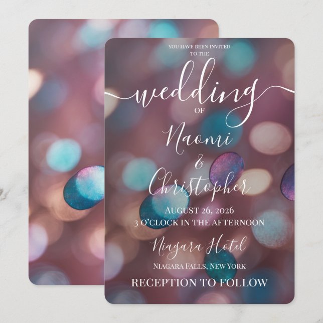 Personalize: Circular Glitter Closeup Wedding Invitation (Front/Back)
