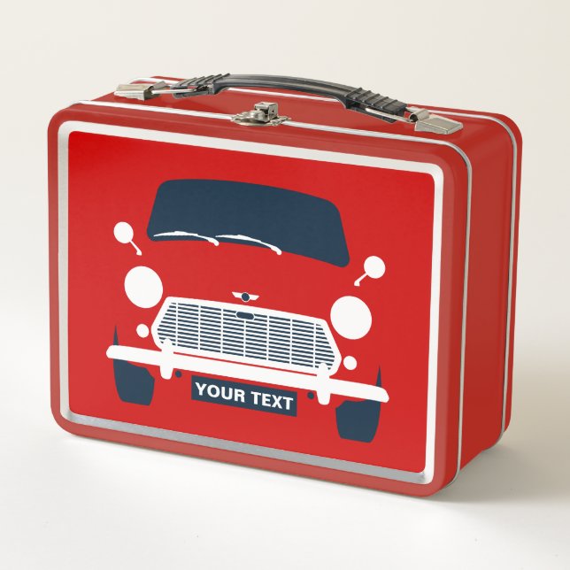 Personalize CLASSIC BRITISH MINI CAR & UNION JACK Metal Lunch Box (Front)