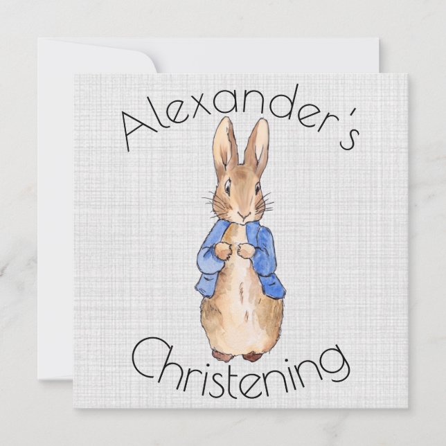 Personalize classic bunny rabbit Christening Invitation (Front)