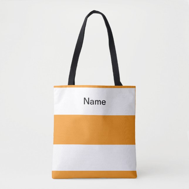 Personalize Classic Orange +  White Stripes Tote Bag (Front)