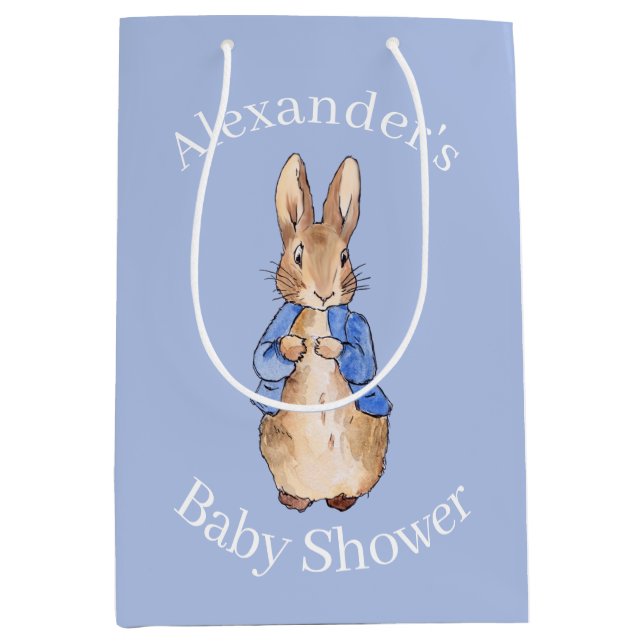 Personalize Classic rabbit Baby Shower Medium Gift Bag (Front)