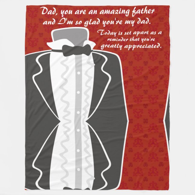 Personalize Classic Tuxedo Look Amazing Dad Fleece Blanket (Front)