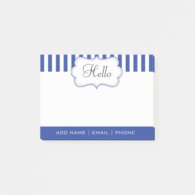 Personalize Classy Electric Blue Stripes Post-it Notes (Front)