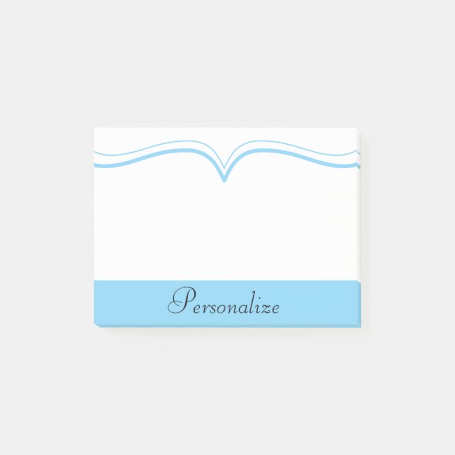 Personalize Classy Placid Blue Post-it Notes (Front)