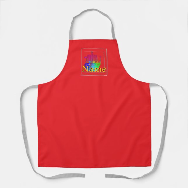 Personalize Coffee Pot Red   Apron (Front)