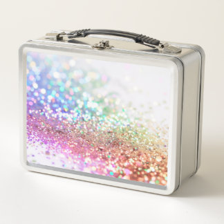 PERSONALIZE - Colourful Glitter Metal Lunch Box