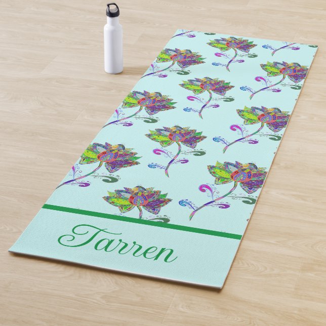 Personalize Colourful Lotus Flowers Yoga Mat (In Situ)