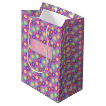Personalize Colourful Retro Floral Purples & Pinks