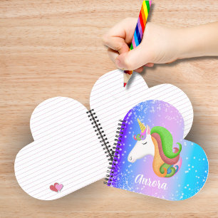 Personalize Colourful Unicorn Glitter  Notebook