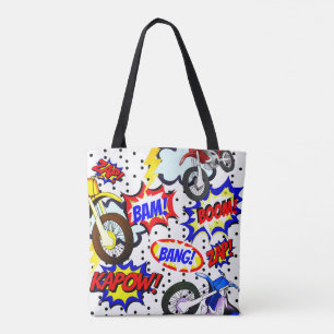 Personalize Comic Book Mototcycles, Speach Bubbles Tote Bag