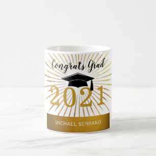 Personalize Congrats Grad Gold Foil Class of 2021 Coffee Mug