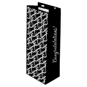 Personalize Congratulations Couple Black and White Wine Gift Bag