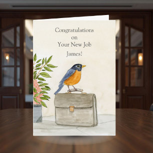 Personalize Congratulations New Job Robin Card