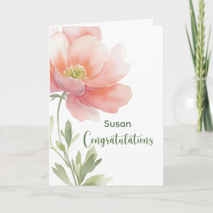 Personalize Congratulations Watercolor Flower Card