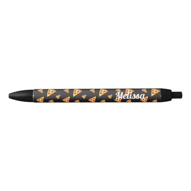 Personalize Cool and fun pizza slices pattern Black Ink Pen (Front)