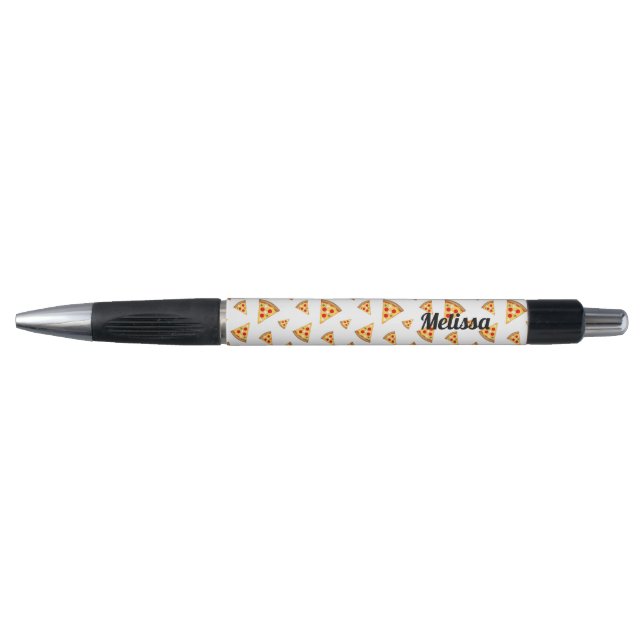 Personalize Cool fun pizza slices pattern white Pen (Front)