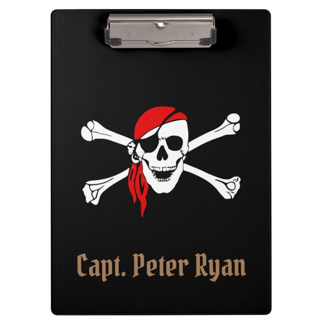 Personalize Cool Pirate Sign Clipboard (Front)