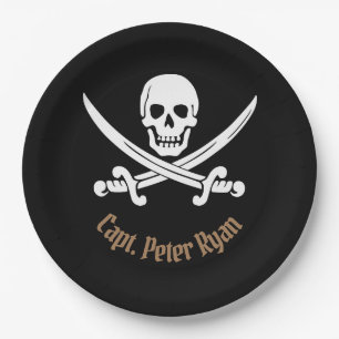 Personalize Cool Pirate Sign Paper Plate