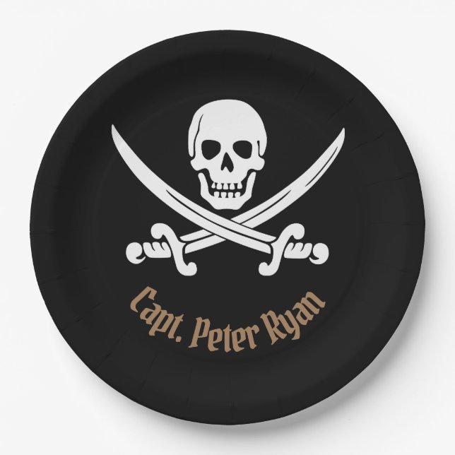 Personalize Cool Pirate Sign Paper Plate (Front)