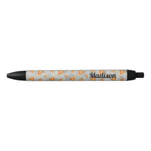Personalize Cool pizza slices vintage grey pattern Black Ink Pen