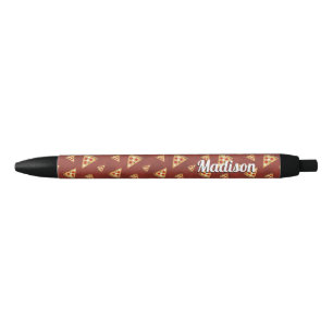 Personalize Cool pizza slices vintage red pattern Black Ink Pen