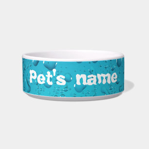 Personalize Cool water drops blue pet bowl