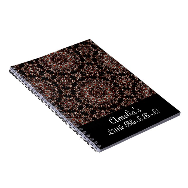 Personalize Copper & Rose Gold Mandala Dot Art Notebook (Right Side)