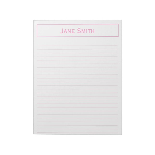 Personalize: Corporate Minimal Pink and White Notepad (Rotated)