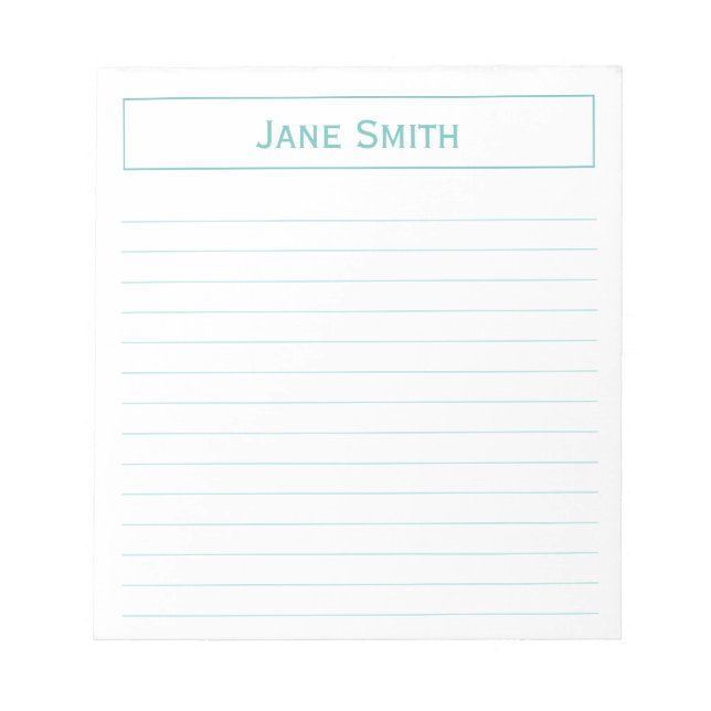 Personalize: Corporate Minimal Teal and White Notepad (Front)