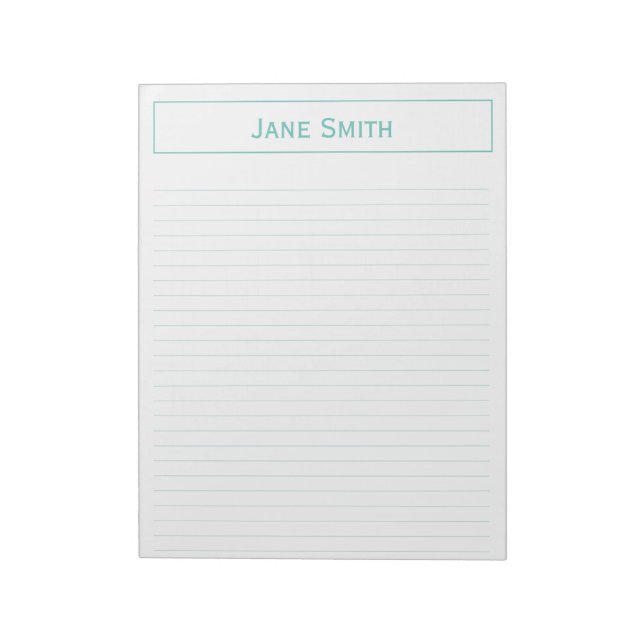 Personalize: Corporate Minimal Teal and White Notepad (Rotated)