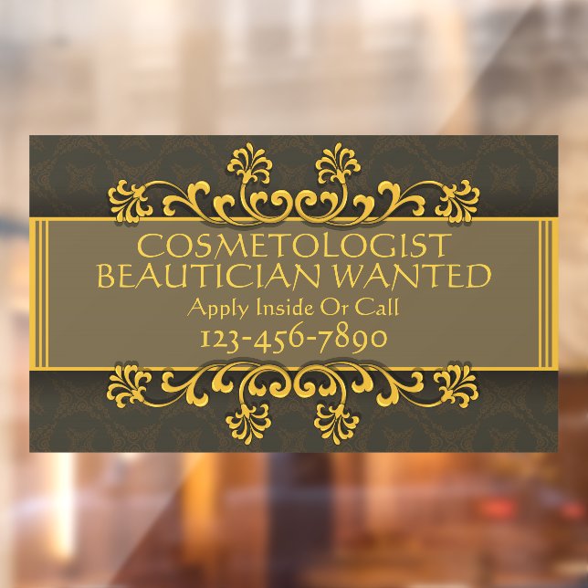 Personalize Cosmetologist Beautician Wanted Salon  Window Cling (Sheet 2)