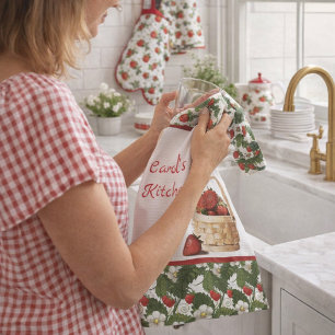 Personalize Country \ Strawberry Basket Kitchen Towel