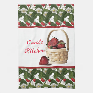 Personalize Country \ Strawberry Basket Kitchen Towel
