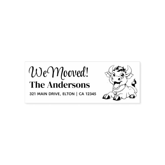 Personalize Cow Return Address  Self-inking Stamp (Design)
