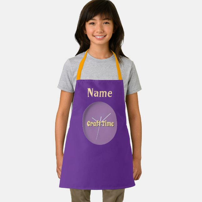 Personalize Craft Time Purple  Apron (Insitu)