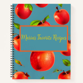 Personalize Crisp Red Apples Pattern Recipe Notebook