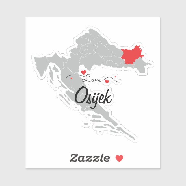 Personalize - Croatia Map Osijek-Baranja County (Sheet)