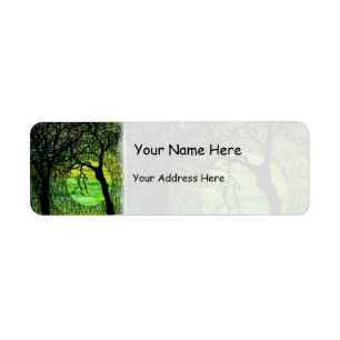 Personalize Cross Hatched Tree on Green Watercolor