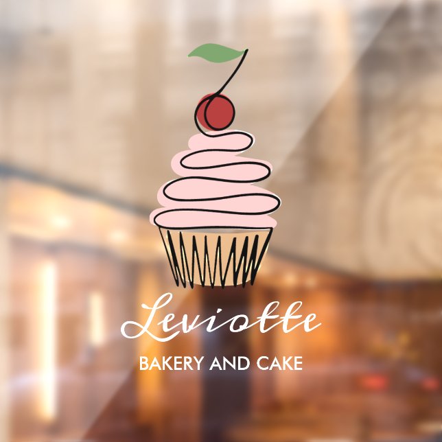 Personalize Cupcake Bakery Shop Front White Text Window Cling (Sheet 2)