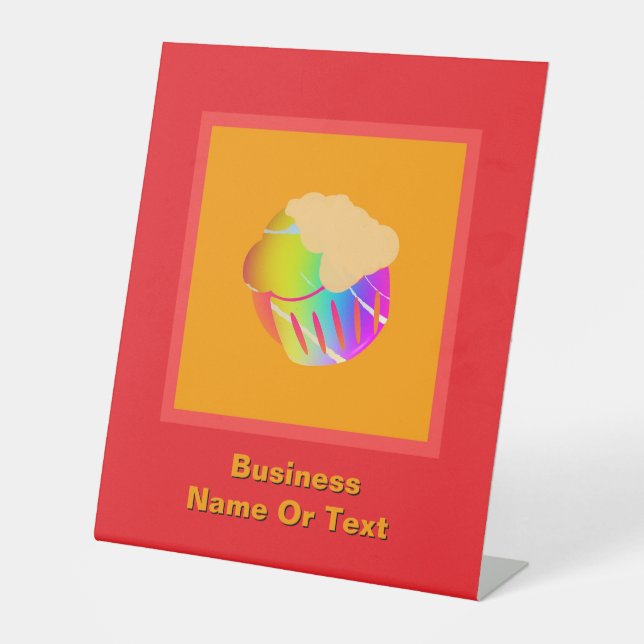 Personalize Cupcake  Pedestal Sign (Front)