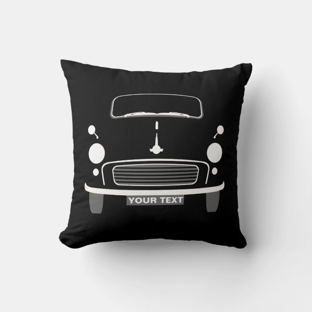 Personalize custom Black Morris Minor pop art Throw Pillow (Front)