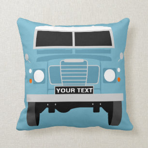 Personalize custom blue Land Rover Series 3 Throw Pillow