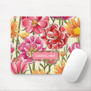 Personalize Custom Chic Flowers Pattern Mouse Pad