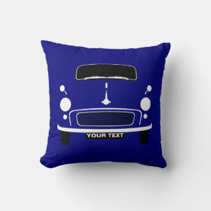 Personalize custom Dark Blue Morris Minor pop art Throw Pillow