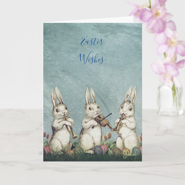 Personalize Custom EASTER Wishes Vintage Greetings Card (Orchid)