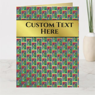 Personalize Custom Gold Music Treble Clef Rainbow Card